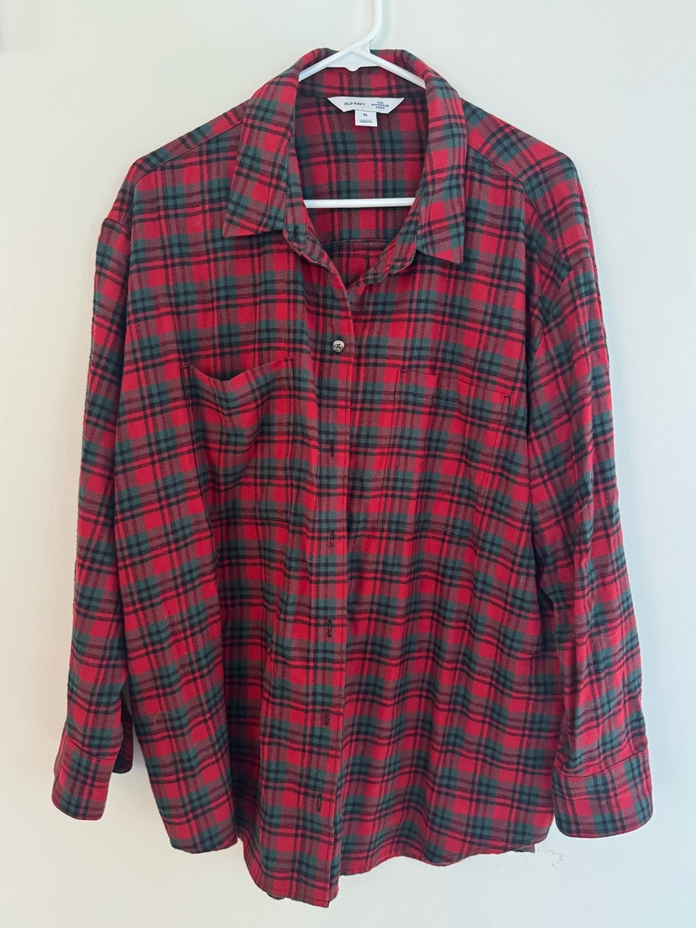 Red & Green Plaid Button Down Shirt